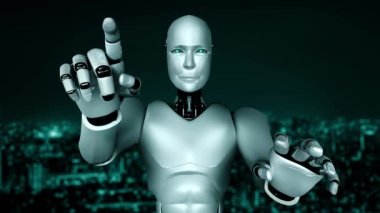 Futuristic robot artificial intelligence huminoid AI for industrial factory technology development and machine learning concept. robotic bionic science research for future of human life. 3D rendering.