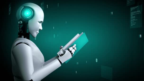 Futuristic Robot Artificial Intelligence Huminoid Programming Coding Technology Development Machine — Vídeos de Stock