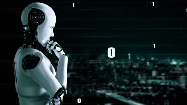 Futuristic Robot Artificial Intelligence Huminoid Programming Coding Technology Development Machine — стоковое видео