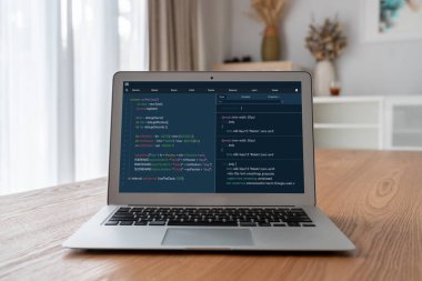 Model uygulama ve program kodlaması için bilgisayar ekranında yazılım geliştirme programlama