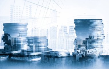 Finans ve para teknolojisi iş refahı ve varlık yönetimi kavramı. Yaratıcı grafik, refah karı elde etmek için değerli varlıklara yatırım yaparak ekonomi ve mali büyümeyi gösteriyor .