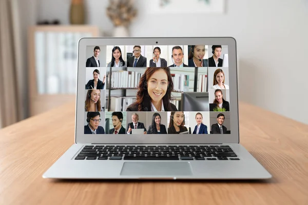 Business People Video Conference Modish Virtual Group Meeting Corprate Business — Stock Photo, Image