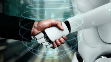 Internet connection controlled by AI robot huminoid and machine learning process to analyze data connectivity and cyber security . 3D rendering .