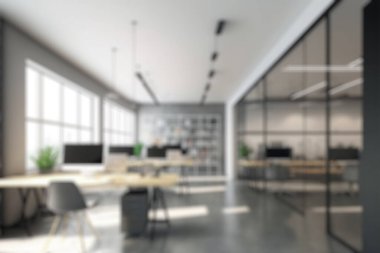 Blur background of modern office interior design . Contemporary workspace for creative business