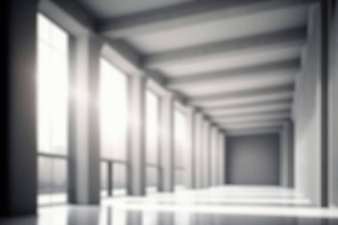 Blur background of large hall corridor inside office building background