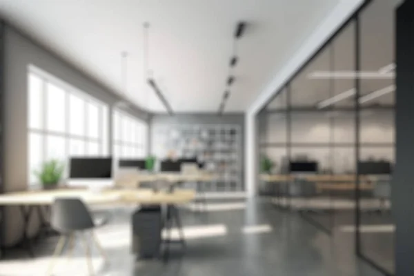 モダンなオフィスインテリアデザインのぼかし背景 創造的なビジネスのための現代的なワークスペース — ストック写真