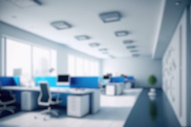 Blur background of modern office interior design . Contemporary workspace for creative business