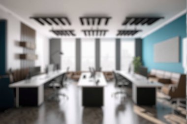 Blur background of modern office interior design . Contemporary workspace for creative business