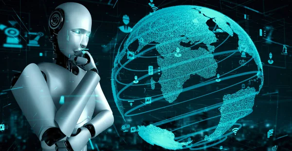 Futuristic Robot Artificial Intelligence Huminoid Industrial Factory Technology Development Machine — Zdjęcie stockowe