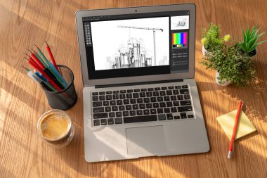 Mimari iş ve profesyonel tasarımcı için mimari tasarım modem yazılım uygulaması