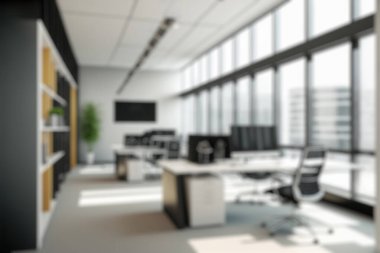 Blur background of modern office interior design . Contemporary workspace for creative business