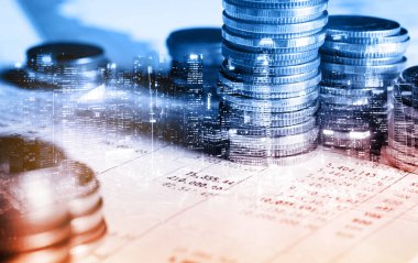 Finans ve para teknolojisi iş refahı ve varlık yönetimi kavramı. Yaratıcı grafik, refah karı elde etmek için değerli varlıklara yatırım yaparak ekonomi ve mali büyümeyi gösteriyor .