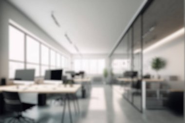 Blur background of modern office interior design . Contemporary workspace for creative business