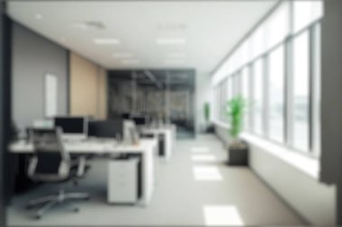 Blur background of modern office interior design . Contemporary workspace for creative business