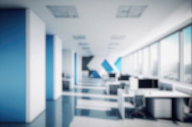 Blur background of modern office interior design . Contemporary workspace for creative business