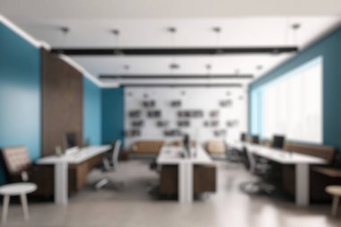 Blur background of modern office interior design . Contemporary workspace for creative business