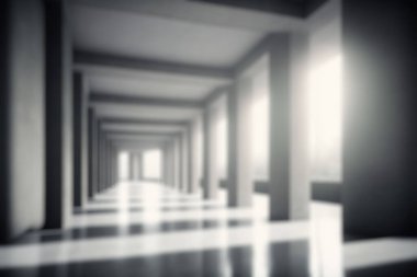 Blur background of large hall corridor inside office building background