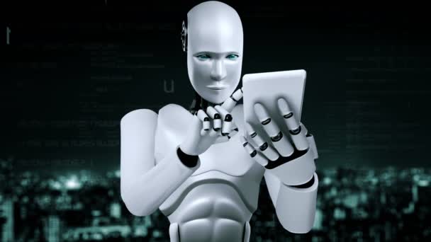 Futuristic Robot Artificial Intelligence Huminoid Programming Coding Technology Development Machine — Αρχείο Βίντεο