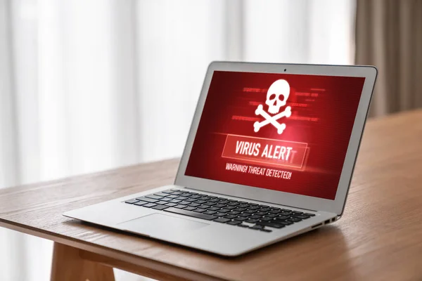 Alerta Advertencia Virus Pantalla Del Ordenador Detectado Amenaza Cibernética Modish — Foto de Stock