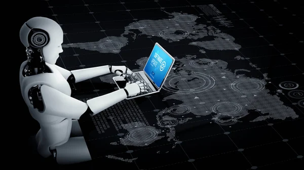 Robot Using Computer Software Showing Artificial Intelligence Technology Illustration — Stock Fotó