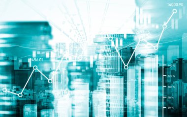 Finans ve para teknolojisi iş refahı ve varlık yönetimi kavramı. Yaratıcı grafik, refah karı elde etmek için değerli varlıklara yatırım yaparak ekonomi ve mali büyümeyi gösteriyor .