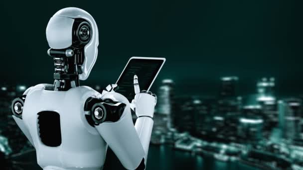 Футуристичний Робот Штучний Інтелект Вологий Штучний Інтелект Розробка Технології Програмування — стокове відео