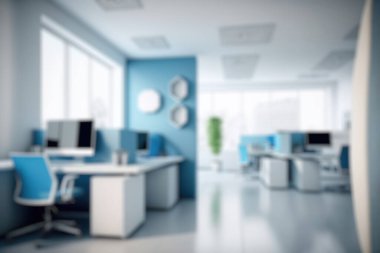 Blur background of modern office interior design . Contemporary workspace for creative business