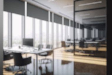 Blur background of modern office interior design . Contemporary workspace for creative business