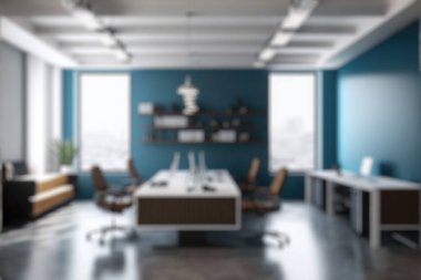 Blur background of modern office interior design . Contemporary workspace for creative business