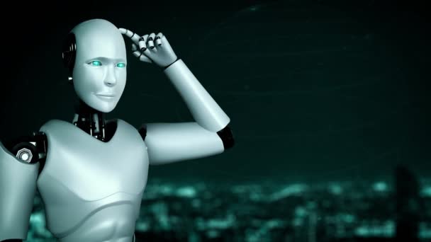 Futuristic Robot Artificial Intelligence Huminoid Transportation Analytic Technology Development Machine — Stockvideo