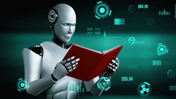 Futuristic Robot Artificial Intelligence Huminoid Industrial Factory Technology Development Machine — Stockvideo