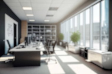 Blur background of modern office interior design . Contemporary workspace for creative business