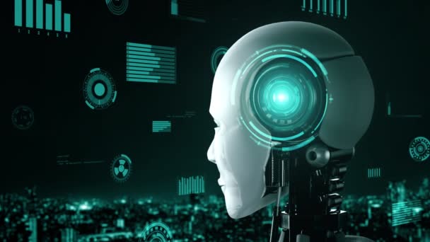 Futuristic Robot Artificial Intelligence Huminoid Industrial Factory Technology Development Machine — Videoclip de stoc