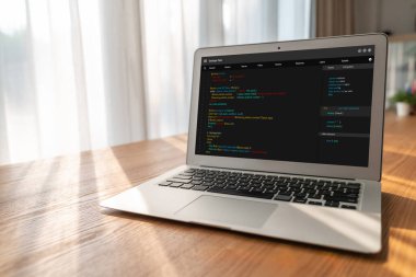 Model uygulama ve program kodlaması için bilgisayar ekranında yazılım geliştirme programlama
