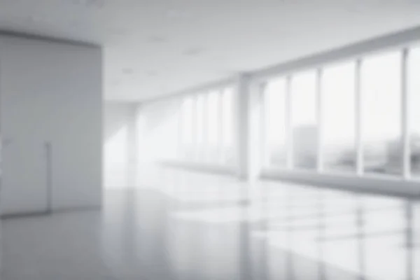空の近代的なオフィスの背景をぼかす ワークスペースのインテリアデザイン白の色 清潔で明るいオフィスギャラリーの背景 — ストック写真