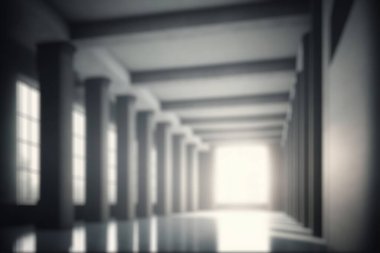Blur background of large hall corridor inside office building background