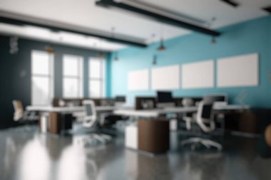 Blur background of modern office interior design . Contemporary workspace for creative business