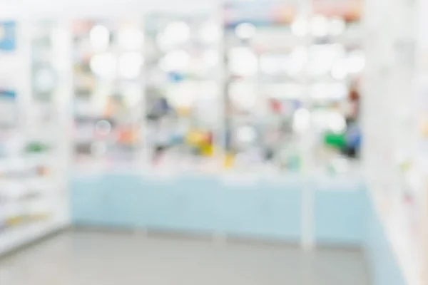 stock image Pharmacy blurred abstract background qualified drug, medicinal product on shelf background. Blurry light tone wallpaper of drugstores interior medications displayed on shelves for healthcare concept.