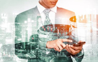 Businessman analyst working with digital finance business data graph showing technology of investment strategy for perceptive financial business decision. Digital economic analysis technology concept.