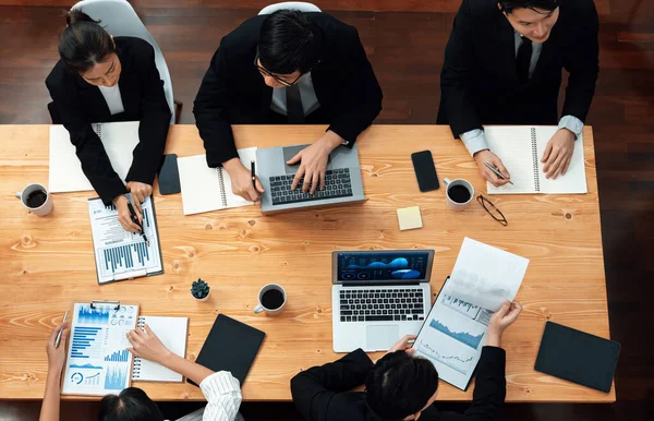 Top View Business Team Financial Data Analysis Meeting Business Intelligence — Foto de Stock