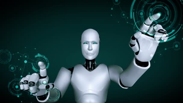 Futuristic Robot Artificial Intelligence Huminoid Programming Coding Technology Development Machine — Video Stock
