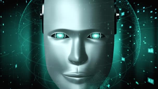 Futuristic Robot Artificial Intelligence Huminoid Data Analytic Technology Development Machine — Αρχείο Βίντεο