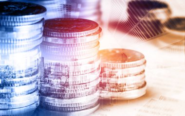 Finans ve para teknolojisi iş refahı ve varlık yönetimi kavramı. Yaratıcı grafik, refah karı elde etmek için değerli varlıklara yatırım yaparak ekonomi ve mali büyümeyi gösteriyor .