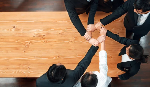 Top View Cohesive Group Business People Join Hands Stack Together — Stock Photo, Image