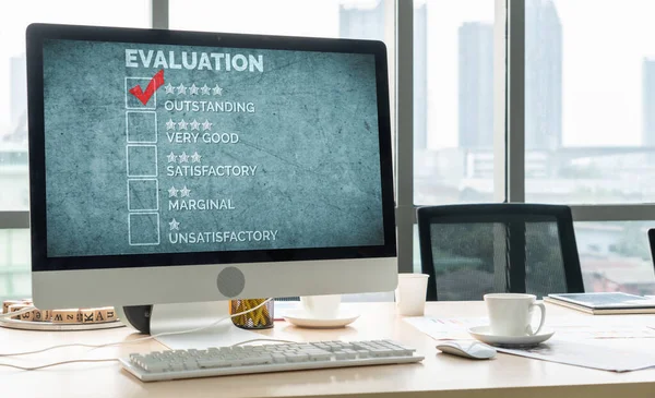 Satisfacción Del Cliente Análisis Evaluación Ordenador Software Moderno Para Planificación — Foto de Stock