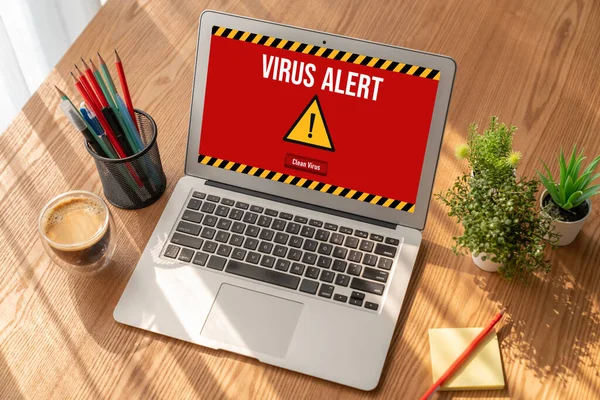 Alerta Advertencia Virus Pantalla Del Ordenador Detectado Amenaza Cibernética Modish —  Fotos de Stock