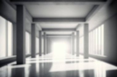 Blur background of large hall corridor inside office building background