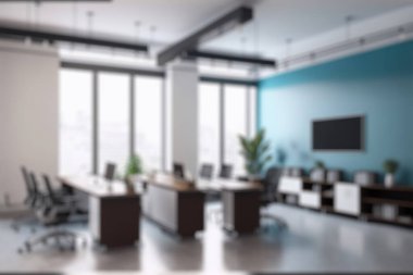 Blur background of modern office interior design . Contemporary workspace for creative business