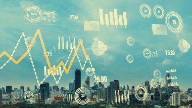 İş verileri analitik arayüzü akıllı şehrin üzerinde uçuyor ve iş zekasının geleceğini değiştiriyor. Stratejik plan için büyük verileri analiz etmek için bilgisayar yazılımı ve yapay zeka kullanılır .