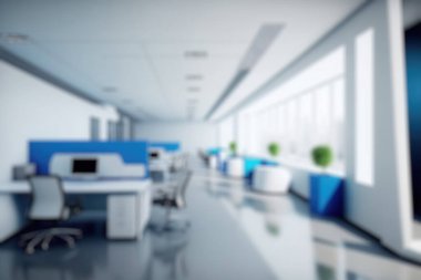 Blur background of modern office interior design . Contemporary workspace for creative business